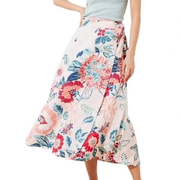 LOFT Floral Wrap Midi Skirt - Picture 2 of 4